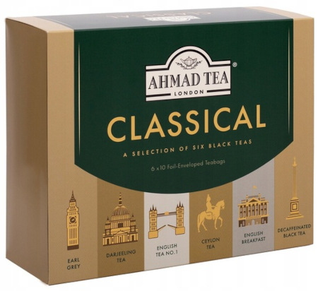 Ahmad Tea Classical zestaw sześciu klasycznych herbat czarnych 6x10 torebek aluminiowych