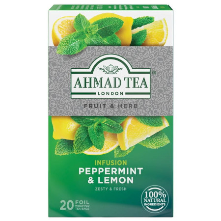 Ahmad Tea Peppermint Lemon Napar Miętowy z Cytryną 20 Torebek Bez Kofeiny