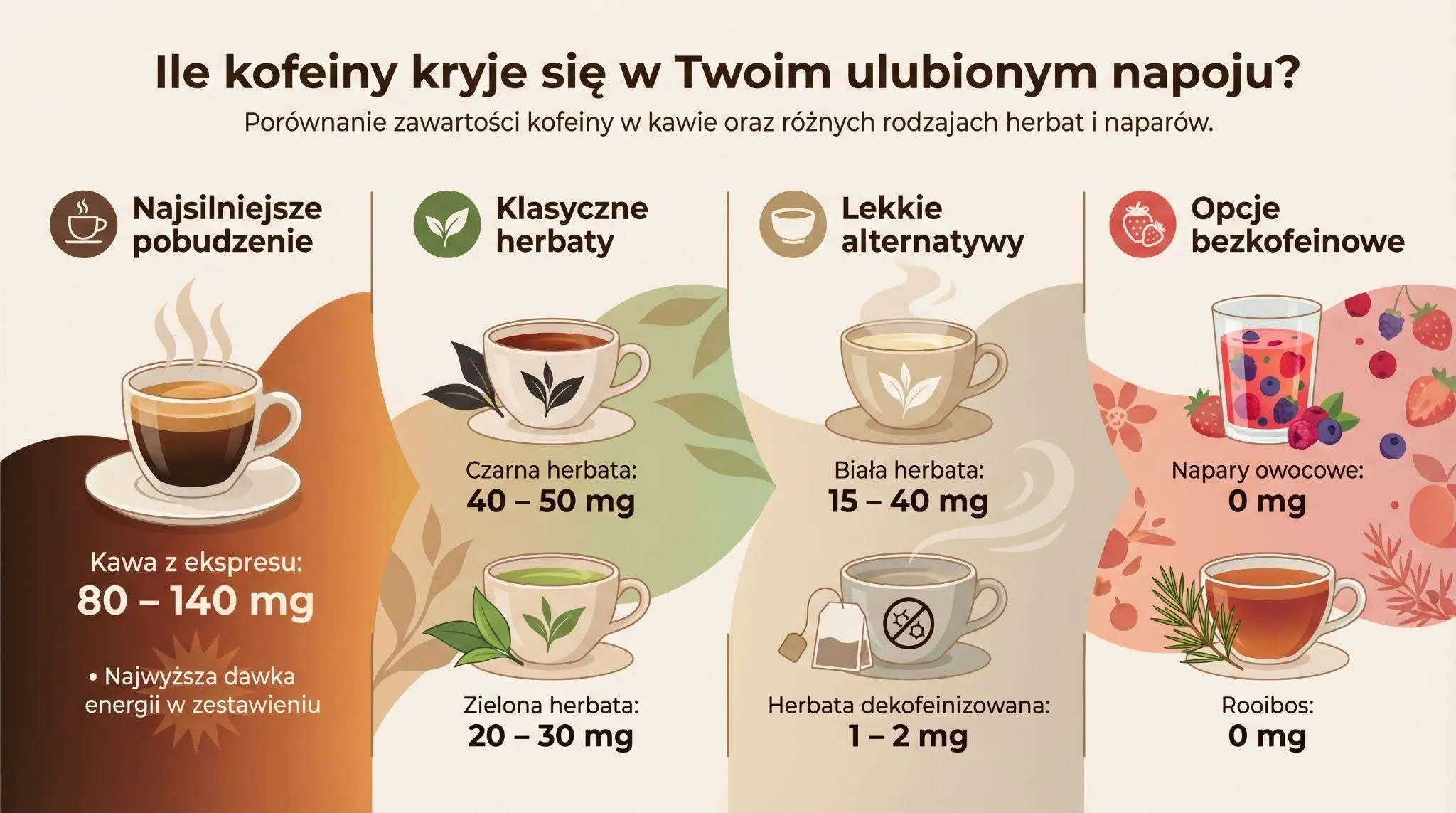 Ile kofeiny kryje się w Twoim ulubionym napoju?
