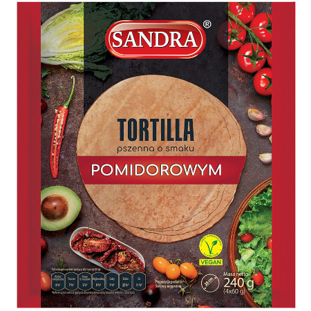 Tortilla placki pszenne Smak pomidorowy 4x25cm