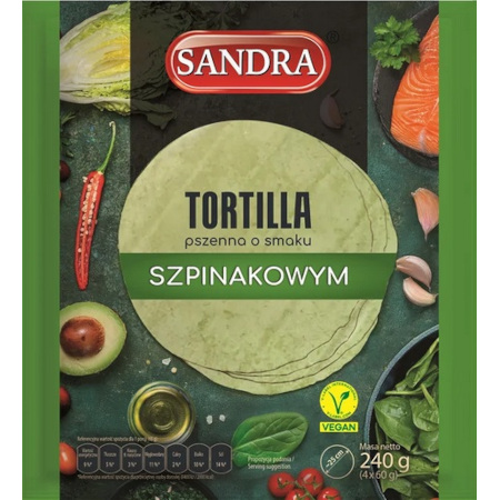 Tortilla placki pszenne Smak szpinakowy 4x25cm