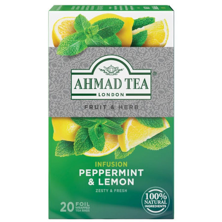 Ahmad Tea Peppermint Lemon Napar Miętowy z Cytryną 20 Torebek Bez Kofeiny