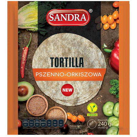 Tortilla orkiszowa SANDRA 25cm/240g (4szt)