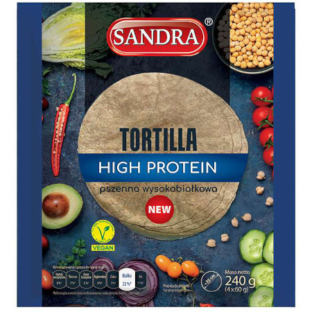 Tortilla wysokobiałkowa SANDRA 25cm/240g (4szt)